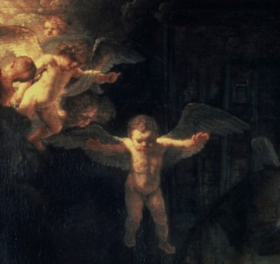 The Holy Family (Angel Detail) Poster Print by Rembrandt