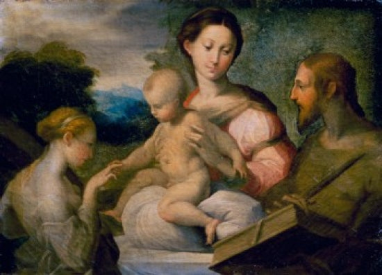 Mystical Wedding of Saint Catherine Fine Art Print by Parmigianino, oil on canvas