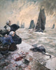 The Fishermen's Wives watercolor print by Hans von Bartels, showcasing fishermen's families by the coast.