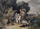 The Shepherd's Family watercolor print by Ludwig Richter - available in multiple sizes.