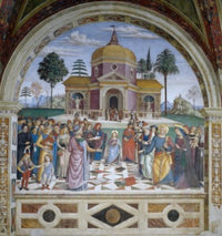 Presentation at the Temple fresco poster print by Bernardino di Betto, showcasing rich Italian artistry.