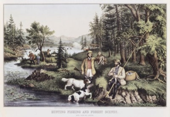 Hunting, Fishing and Forest Scene Poster Print by Currier & Ives