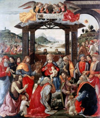 Adoration of the Magi Poster Print by Domenico Ghirlandaio, fine art print for home decor.