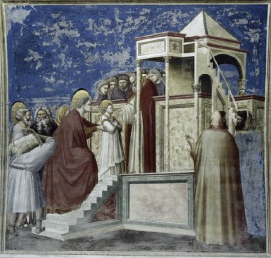 Presentation of Mary In the Temple Poster Print by Giotto - Fresco artwork
