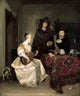 Young Woman Playing the Theorbo to Two Men by Gerard ter Borch poster print.
