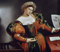 Lady With A Drawing Of Lucretia poster print by Lorenzo Lotto, oil on canvas, National Gallery London