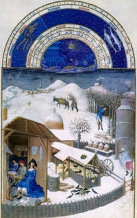 Winter on the Farm Poster Print by Limbourg Brothers, 15th Century Artwork