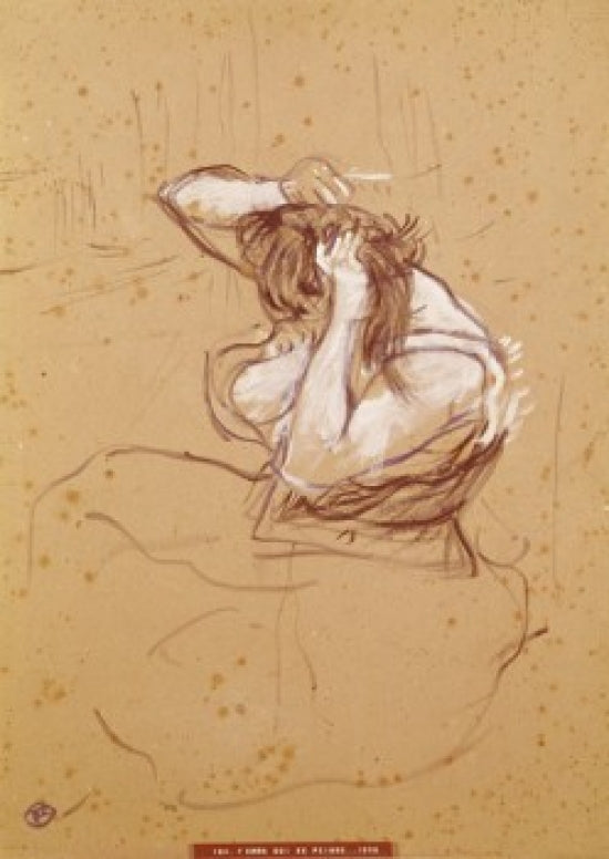 Femme Qui Se Peigne Art Print by Henri de Toulouse-Lautrec, 19th-century French art.