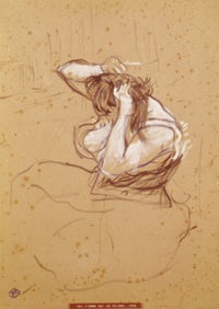 Femme Qui Se Peigne Art Print by Henri de Toulouse-Lautrec, 19th-century French art.