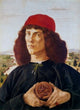Young Man Holding A Medallion Of Cosimo De Medici by Sandro Botticelli Poster Print