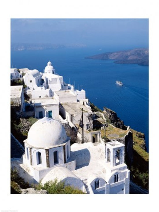 Santorini, Thira poster print showcasing the beauty of the Cyclades Islands in Greece.