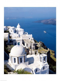 Santorini, Thira poster print showcasing the beauty of the Cyclades Islands in Greece.