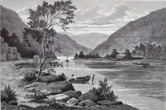 Ramapo River Etching Poster Print showcasing serene landscape