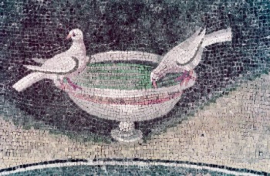 Birds and Bird Bath Mosaic Poster Print from Mausoleum of Galla Placidia.