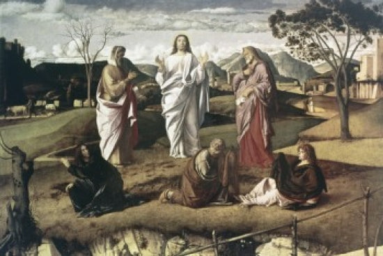 Transfiguration fine art print by Giovanni Bellini, 1465-70.