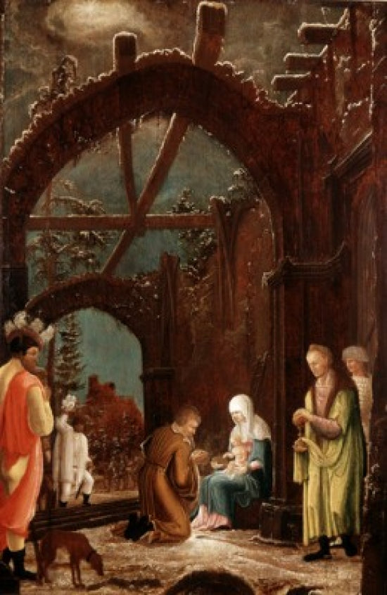 Adoration in the Snow Poster Print by Wolfgang Huber showcasing a serene winter scene.