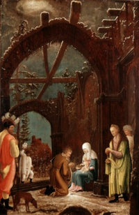Adoration in the Snow Poster Print by Wolfgang Huber showcasing a serene winter scene.