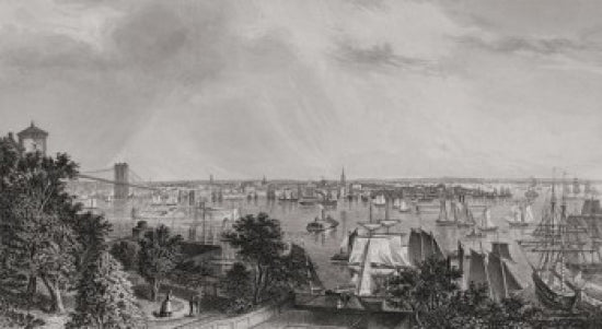 City of New York Etching Poster Print showcasing iconic cityscape