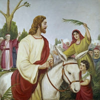 Entry into Jerusalem art print by Vittorio Bianchini, showing vibrant colors and historical significance.