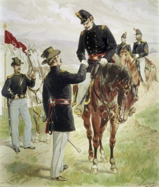 Cavalry and Dragoons poster print by Henry Alexander Ogden, showcasing military history.