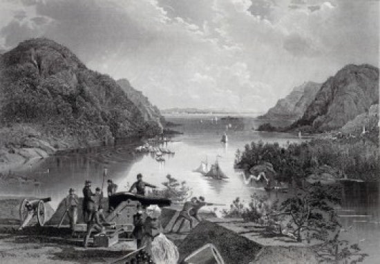 West Point and The Highlands 1868 etching poster print