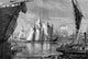 Scene On The East River Etching Poster Print showcasing a serene urban landscape.