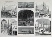 Scenes In Baltimore Etching Poster Print - Urban Landscape Art