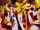 Girls Among Trees Art Print by August Macke showcasing vibrant colors and nature.