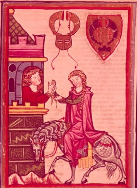 Manness Scroll: Bruno von Homberg & His Lady Illuminated Manuscript Poster Print