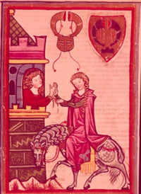 Manness Scroll: Bruno von Homberg & His Lady Illuminated Manuscript Poster Print