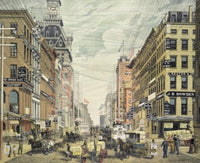 Broadway from Cortland Street and Maidin Lane Art Print by Currier & Ives, showcasing 19th-century New York City.