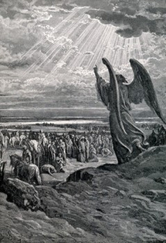 Angel Rebukes Israel poster print by Gustave Dore, high-quality art print