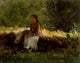 On The Fence Poster Print by Winslow Homer showcasing a serene rural scene.