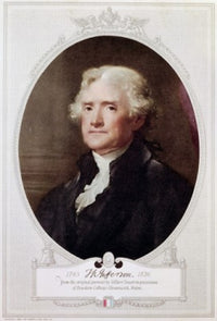Thomas Jefferson lithograph by Gilbert Stuart, historical art print.