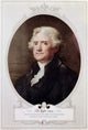 Thomas Jefferson lithograph by Gilbert Stuart, historical art print.