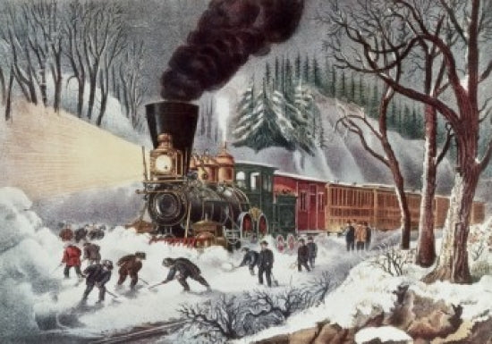 American Railroad Scene Lithograph Poster Print by Currier & Ives