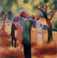 Lady in a Green Jacket poster print by August Macke, vibrant colors and modernist style