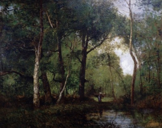 Wooded Landscape Poster Print by Leon Richet showcasing serene nature scenery.