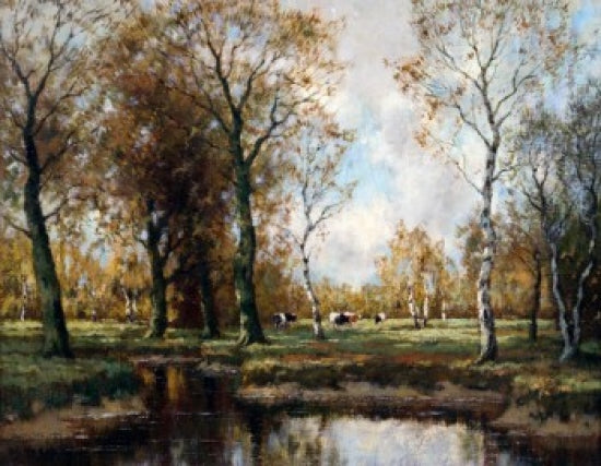 Wooded River Landscape Poster Print by Willhem Hendricks, 19th Century Dutch Art