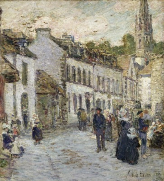 Street in Pont Aven in Evening Fine Art Print by Frederick Childe Hassam