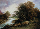 Deer Near A Stream Art Print by Carl Hasch - a serene nature scene
