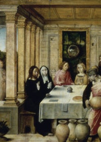 The Marriage Feast at Cana oil painting by Juan de Flandes, detailed art print.
