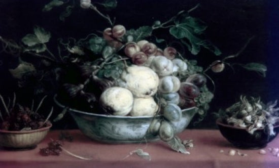Fruits in a Bowl on a Red Table Cloth art print by Frans Snyders