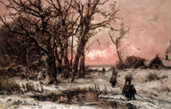 Winter Landscape Art Print by Adolf Stademann capturing serene winter beauty.