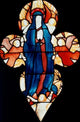 Madonna Stained Glass Poster Print showcasing vibrant colors and intricate design.