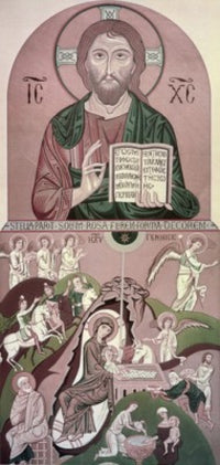 Christ and the Nativity Scene Mosaic Poster Print from 12th Century Italy