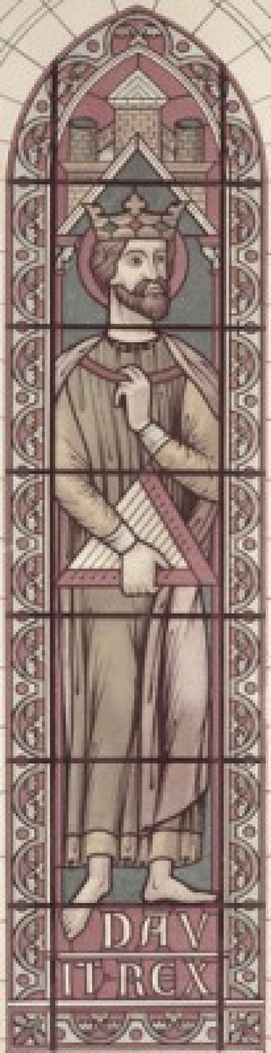 King David Stained Glass Poster Print, vibrant 13th-century artwork