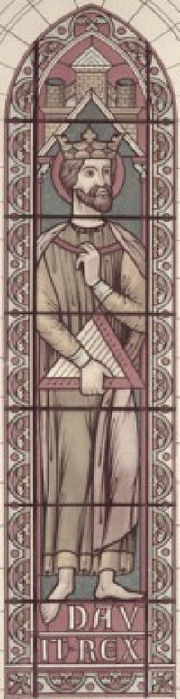 King David Stained Glass Poster Print, vibrant 13th-century artwork