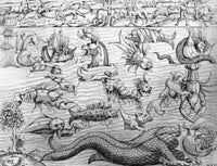 Food for Fear: Sea Serpents to Hell Bombs Mythological Creatures Poster Print