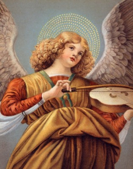 Musical Angel Nostalgia Cards Poster Print showcasing whimsical angel imagery
